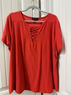 Lace-Up Red Women's Top
